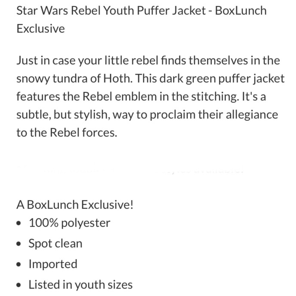 YOUTH STAR WARS REBEL PUFFER JACKET! Unisex Boy Girl Zipper Pockets NWT - Picture 7 of 8